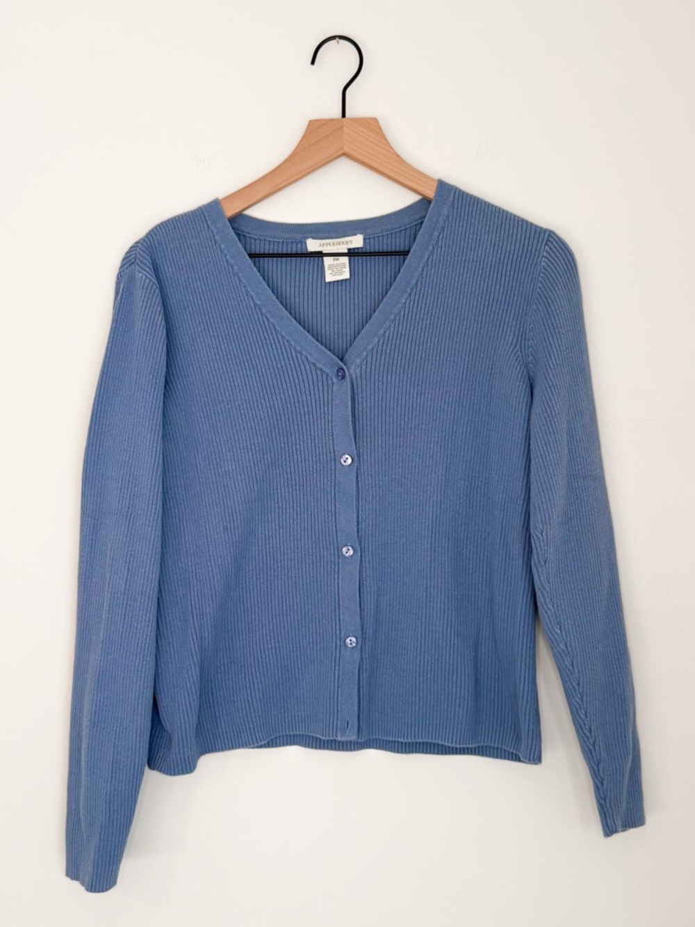 Appleseed’s Vintage Blue Ribbed Cardigan Size PM Petite Medium